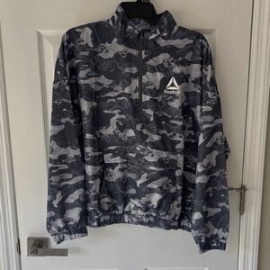 Reebok Black and Gray Camo Half-Zip Jacket